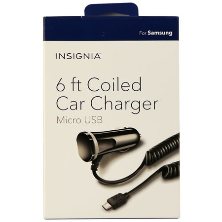 - Insignia 12 Watt 2.4 Amp Car Charger with 6Ft Coiled Micro-USB Cable - Black