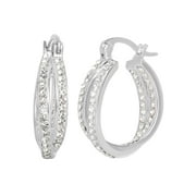 Crystalogy Women's Silver Plated Crystal Inside Out Hoop Earrings