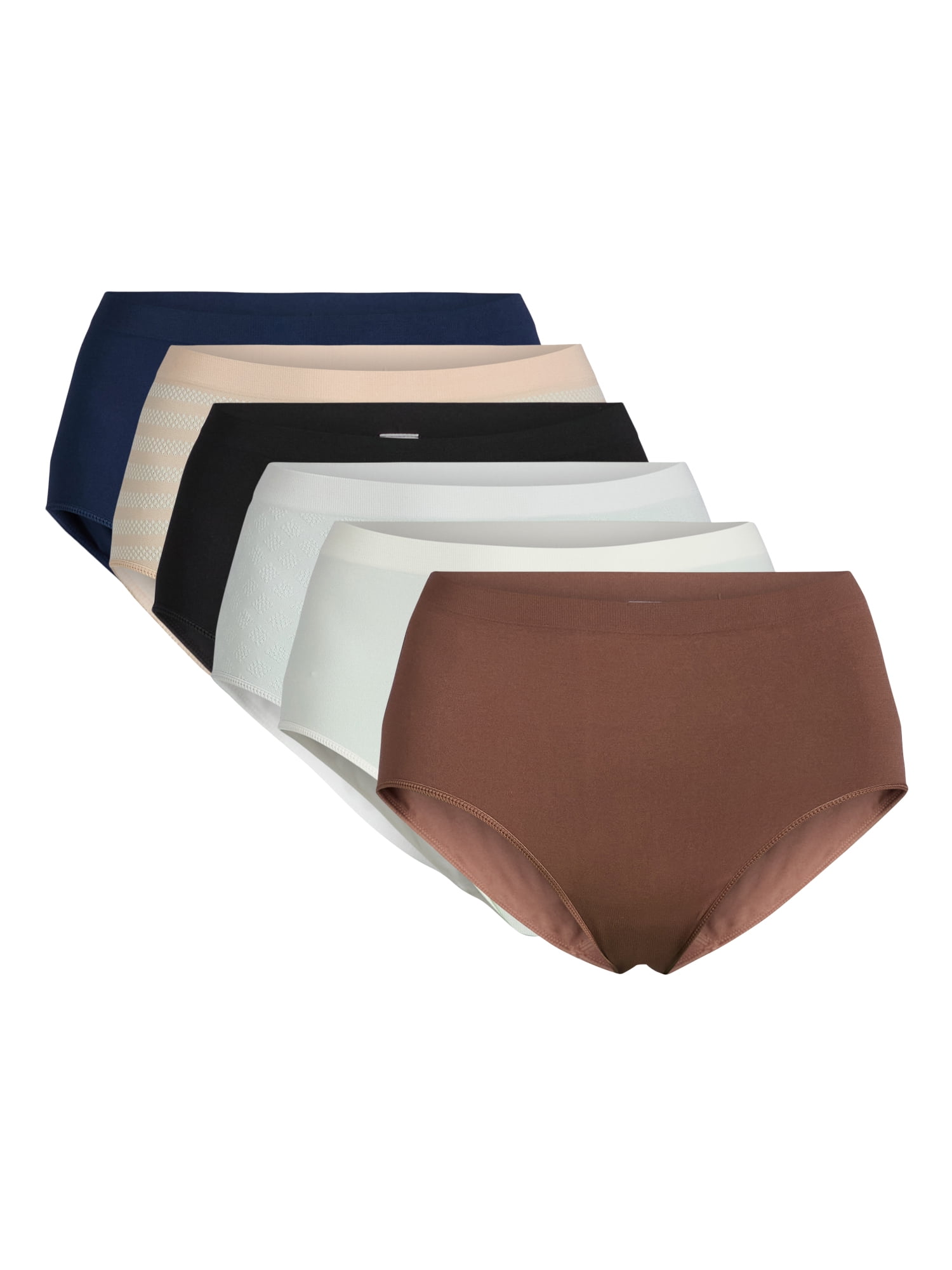 Joyspun Women's Seamless Brief Panties, 6-Pack, Sizes XS-XXXL