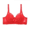 thumbnail image 4 of 2 Pieces Fashionable Women Lace Gathered Bra Adjustable Pair of Thin Cup Underwear, 4 of 4