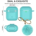 thumbnail image 2 of Case for Airpods, Airpod Case Cover for Apple Airpods 2&1 Charging Case, Takfox Cute Silicone Protective Accessories/Keychain/Pompom for Girls and Women, Mintgreen, 2 of 9