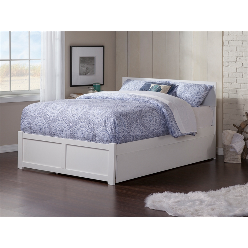 AFI Orlando Full Solid Wood Bed and Footboard with Twin Trundle in White 