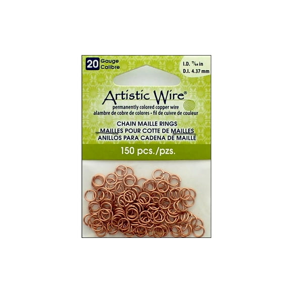 20 Gauge Artistic Wire Chain Maille Rings Round Natural 11/64&quot; (4.37 mm) 150pc