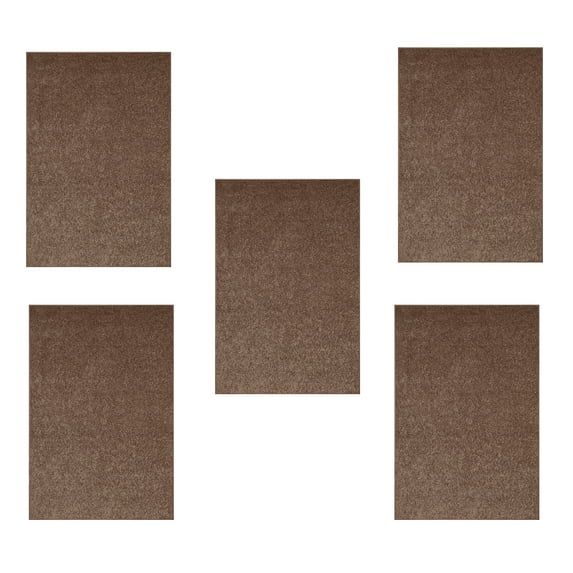 Furnish My Place Modern Plush Solid Brown Color Rug - Pets and Kids Friendly Rug, Indoor/Outdoor Mat, Area Rugs Great for Kids, Pets, Event, Living Room, Made in USA, 2' x 3' Rectangle - Set of 5