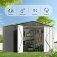 thumbnail image 2 of HighSound 10 x 10 FT Outdoor Storage Shed, Metal Garden Shed with with Updated Frame Structure, Tool Sheds for Backyard Garden Patio Lawn Grey, 2 of 7