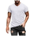 thumbnail image 3 of Mens T-Shirts Short Sleeve Pack Crew Neck Hawaiian Tees Shirt Classic Fit Undershirt Cotton Tops Summer Soft Plain Short Sleeve (White,L), 3 of 7