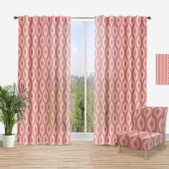 Designart 'Drop Design Retro I' Mid-Century Modern Curtain Panel