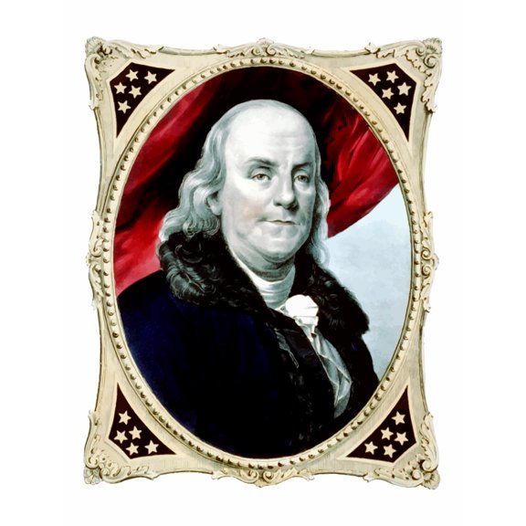 Digitally restored vector painting of Benjamin Franklin Canvas Art - John ParrotStocktrek Images (13 x 17)