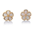 thumbnail image 1 of Aretes de oro 14k GIALLO Broquel Flor espirea de oro amarillo y madre perla, 1 of 4