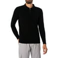 thumbnail image 2 of CAPO Egyptian Cotton Longsleeved Zip Polo Shirt, Black, 2 of 6