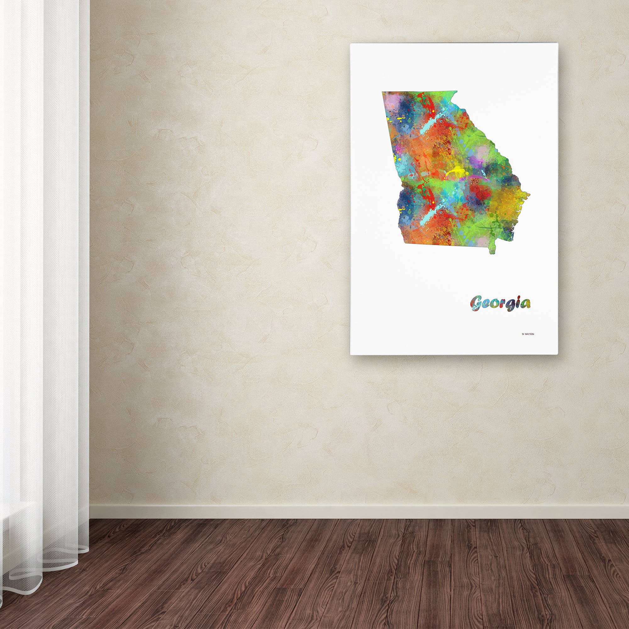 Trademark Fine Art "Georgia State Map-1" Canvas Art by Marlene Watson
