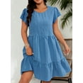 thumbnail image 2 of Musefolio Womens Plus Size A-Line Dress Casual Loose Tiered Ruffle Hem Babydoll Dress 1X-4X, 2 of 4