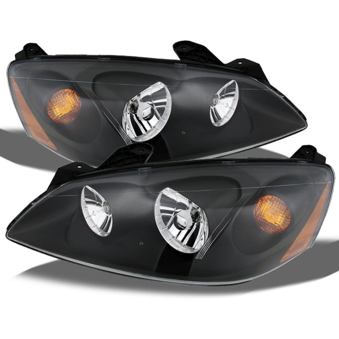 Fits 0510 Pontiac G6 Black Bezel Headlights Headlamps Left+RIght 20052010