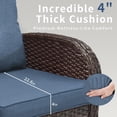 thumbnail image 2 of 3 Piece Patio Furniture Set, 2 Outdoor Swivel Rocking Chairs with Side Table, Thick Cushions Wicker Glider Chairs, All-Weather Brown Rattan Bistro Set for Porch, Deck, Pool (Blue), 2 of 9