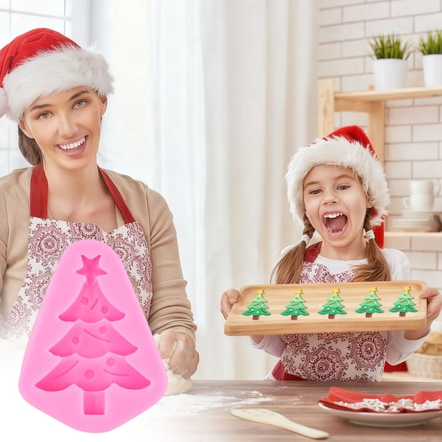 EGNMCR Christmas Decorations, Christmas Tree Chocolate Silicone Mould Christmas Decorating Fondant Cake Mould Pinetree Christmas Biscuits Baking Mould Silicone Christmas Tree Mold