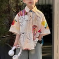 thumbnail image 2 of NAFUU Toddler Boy Shirts Short Sleeve Casual Doodle Print Top For Kids Comfortable Daily Wear Lightweight Summer Spring Blouses For Boys Trendy Sizes 13-14 Years, 2 of 9
