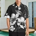 thumbnail image 2 of Black And White Ink Flower Men's Shirts Short Sleeve Casual Shirts Button Down Shirt for Men Beach Summer Wedding Shirt, 2 of 6