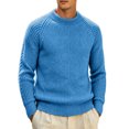 thumbnail image 3 of LYSMORA Men's Crew Neck Raglan Ribbed Knit Sweater Long Sleeve Pullover Top for Daily Commute City Stroll Fall Winter Casual Outing, 3 of 5