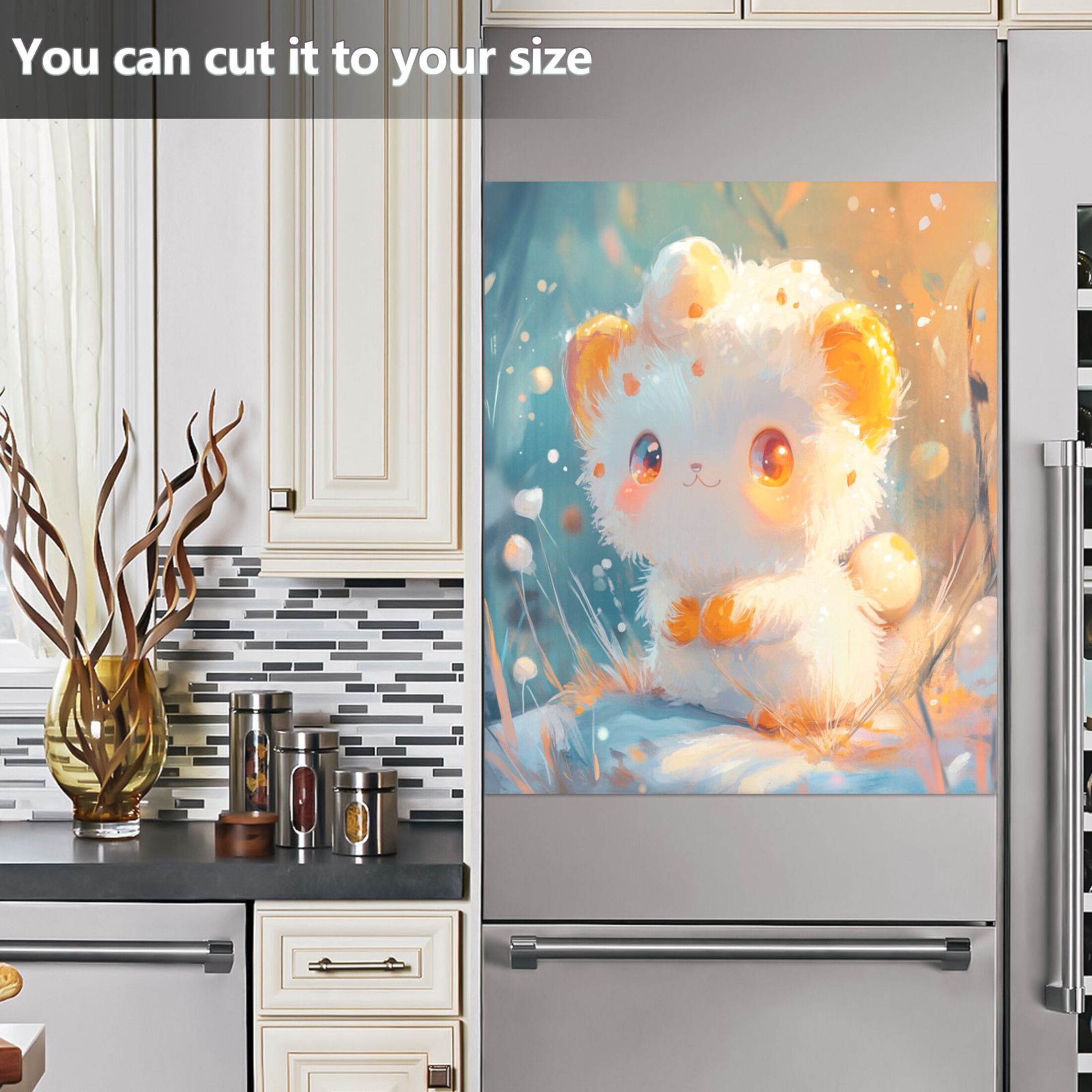 Dishwasher Magnetic Sticker 23x26 Inch Refrigerator Magnetic Sticker Washing Machine Magnetic Sticker Kitchen Panel Magnetic Sticker Home Decor Lovely Cartoon Orange Cat