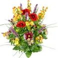 thumbnail image 2 of Admired By Nature 30 Stems Artificial Dahlia, Morning Glory & Ranunculus & Blossom Fillers Mixed Bush, Red/Orange/Yellow/Lilac, 2 of 2