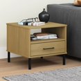 thumbnail image 1 of vidaXL Bedside Table with Metal Legs Brown Solid Wood Pine OSLO, 1 of 5
