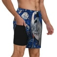 thumbnail image 2 of Vsdgher Blue Heron Floral Garden for Mens Swim Trunks with Compression Liner Swim Shorts Swim Suits Board Shorts-3X-Large, 2 of 6