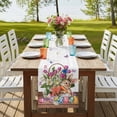 thumbnail image 4 of Easter Table Runner, Spring Rabbits Eggs Botanical Flowers Butterfly Washable Cotton Linen Table Runners 36 Inches Long, Dresser Scarf Runner for Nightstand/End Tables/Round Tables 13''x36'', 4 of 9