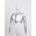 thumbnail image 5 of Yeahdor Kids Girls Dance Set Off Shoulder Crop Top with Flared A-Line Skort Skirt Modern Dance Suit Costume Silver 6, 5 of 7