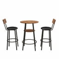thumbnail image 4 of Demi Bonn 3 Pieces Round Bar Table and Chairs Set Small Dining Table for 2 with 2-Tier Storage & 2 PU Upholstered Bar Stools for Kitchen Dining Room Living Room Bar Cafe Small Space Corner, Brown, 4 of 7