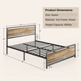 thumbnail image 3 of Queen Bed Frame, Queen Size Bed Frame with Wood Headboard and Footboard, Under Bed Storage, 800lbs, Gray, 3 of 10
