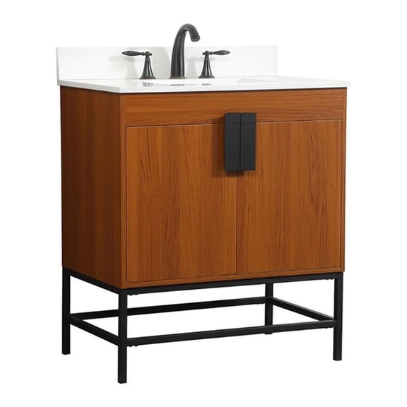 Elegant Decor Eugene 30" MDF Single Bathroom Vanity with Backsplash in Teak