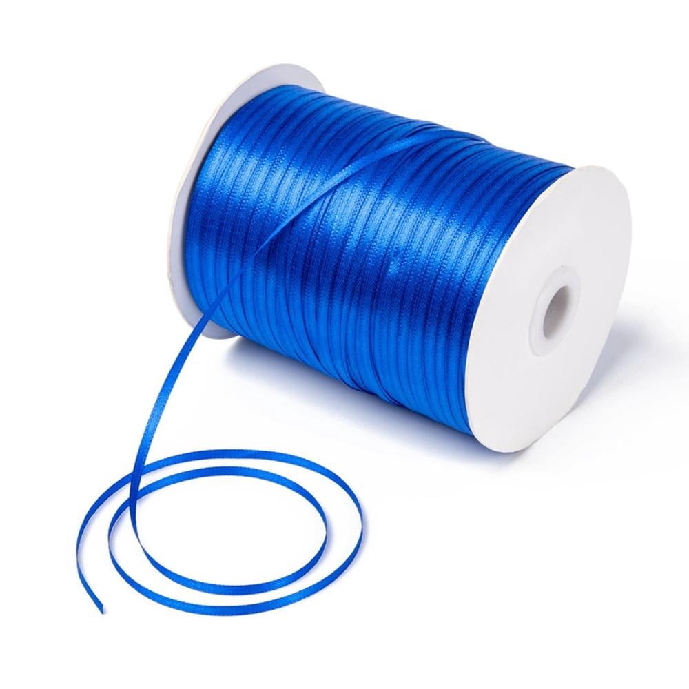 1roll Double Face Satin Ribbon Polyester Ribbon Blue 1/8 inch(3mm) about 880yards/roll(804.672m/roll)