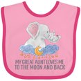 thumbnail image 3 of Inktastic My Great Aunt Loves Me to the Moon and Back Elephants Boys or Girls Baby Bib, 3 of 4