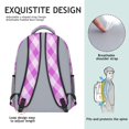 thumbnail image 5 of Purple and White Checkered Pattern Backpack for School, Cute School Bag with Adjustable Shoulder Straps and Padded Back, 15.3"x11"x6.7", 5 of 5