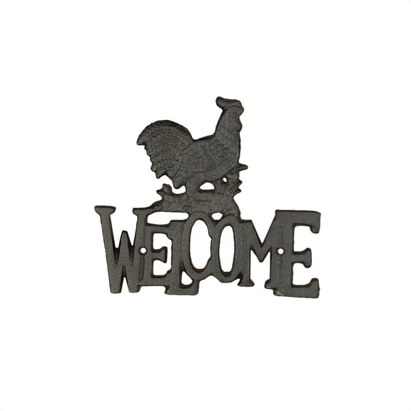 Cast Iron Country Welcome Rooster Sign Farmhouse Chicken Wall Art Rustic Front Door Porch Hen Home Decor