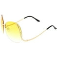 thumbnail image 3 of Women's Rimless Oversize Sunglasses Curved Metal Arms Round Color Tinted Lens 67mm (Gold / Yellow Gradient), 3 of 4