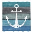 thumbnail image 3 of Ambesonne Anchor Shower Curtain, Marine Ornament and Planks, 69"Wx84"L, Blue and Sage Green, 3 of 5