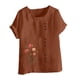 thumbnail image 4 of Camisetas de Manga Corta para las Mujeres Impreso Botón de Manga Corta Camiseta Blusa Poliéster, Ropa Casual Mirar Superior para las Mujeres, 4 of 8