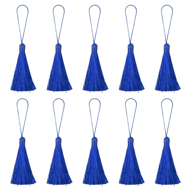 Unique Bargains 6.5' Silky Bookmark Tassels with Loop for DIY Craft Accessory, 20Pack Sapphire Blue