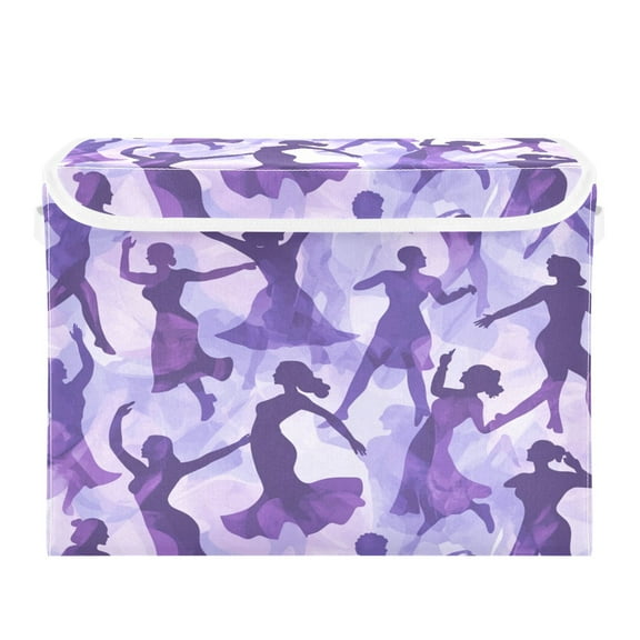 Storage Box With Lid 16.5x12.6x11.8In Foldable Stacked Household Storage Box Purple Crowd