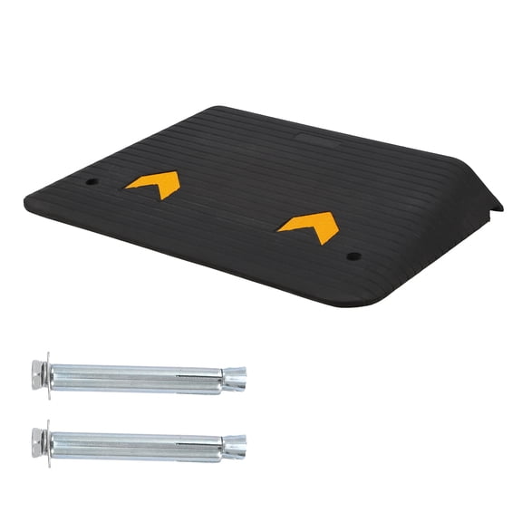 Heavy-Duty Rubber Driveway Curb Ramp 4.1-Inch Rise Threshold Ramp with Non-Slip Surface, 55,000 Lb Capacity, for Trucks, SUVs, Wheelchairs & Mobility Equipment, Easy to Assemble