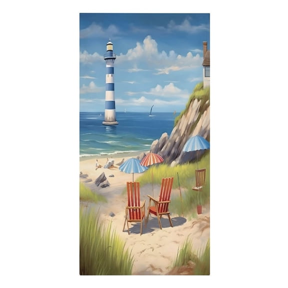RKSupls Lighthouse Beach Chairs Umbrellas Coastal Microfiber Beach Towel Absorbent Compact Towels for Swimming Pool Beach Travel Things for Vacation Essentials Adult Gift,61.4×30.3Inch