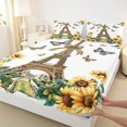 thumbnail image 3 of Castle Fairy Romantic Eiffel Tower Twin Sheet Sets 3pcs for Boys Girls,Happy Valentine's Day Twin Fitted Sheet Microfiber,Sunflower Butterflies Bow Knot Breathable Flat Sheet,Luxury Bedroom Decor, 3 of 7