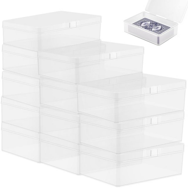 MesaSe 12 Pcs Card Storage Box Clear Plastic Trading Card Storage Box Portable Playing Deck Card Organizer with Lid