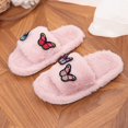 thumbnail image 4 of GPOECD Girls Slippers Kids Open Toe Cute Floral Decorated Warm Soft Non Indoor for Toddlers Multiple Colors Fuzzy Slippers Cozy Home Wear, 4 of 6