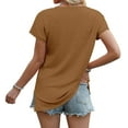 thumbnail image 4 of Brown Women's Short Sleeve T-shirt, Womens Summer Daily Casual V Neck Shirts Short Sleeve Tops Blouses Loose Fit Shirt,Women's Short sleeve T-shirt 3XL, 4 of 5