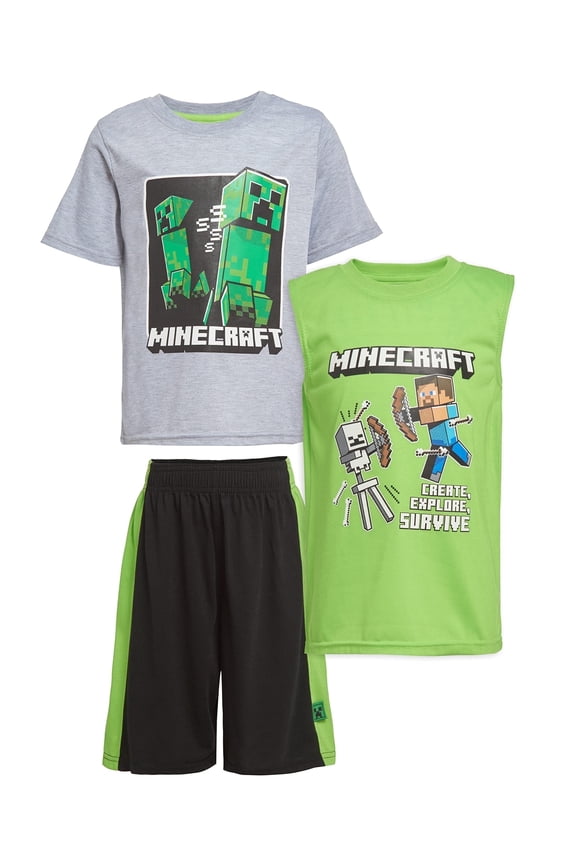 Boys Creepers T-Shirt, Tank Top & Shorts Set (Little & Big Boys), 3-Piece Bundle, Sizes 48