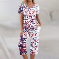thumbnail image 6 of Women's 4th of July Pajama Sets 2 Pieces Lounge Sleepwears US Patriotic Printed Plus Size Short Sleeve Top and Capri Pants Independence Day Gifts, 6 of 6