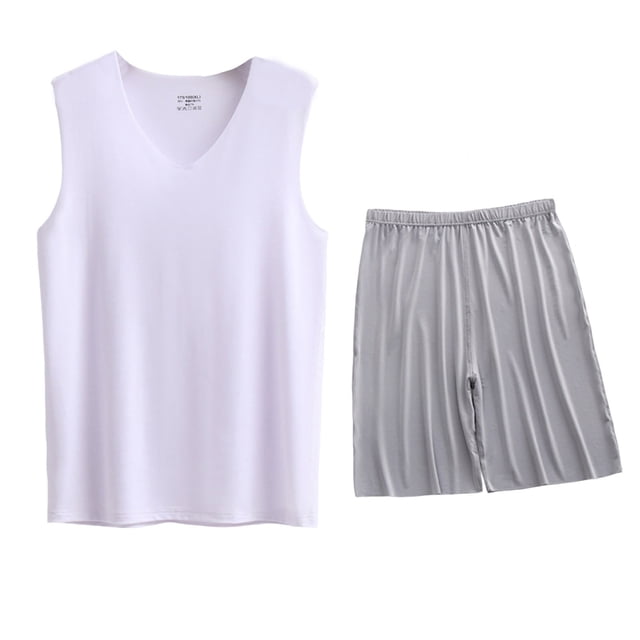 Conjunto Deportivo de los Hombres, Moda Casual de Color Sólido Cuello en V sin Mangas de Elasticidad Superior para el Desgaste Al Aire Libre, Traje Atlético de Humedad