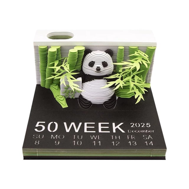 3D Panda Notepad 2025 Weekly Calendar Sticky Notes Creative Desktop Note Gift